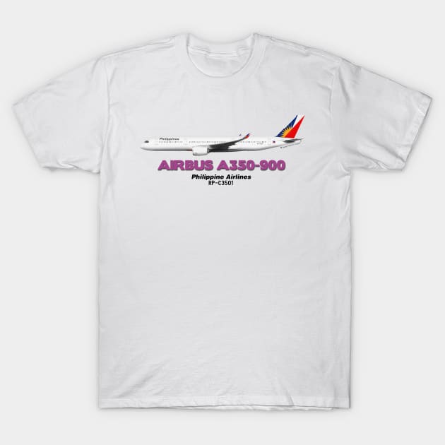 Airbus A350-900 - Philippine Airlines T-Shirt by TheArtofFlying